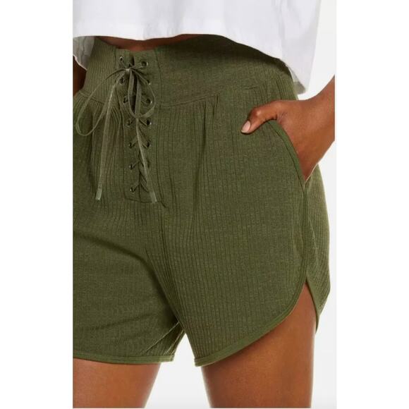 FREE PEOPLE FP Movement Green RIbbed Shorts Size S - Picture 1 of 12